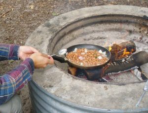 Many camp sites have built in fire pits, making dinner much easier