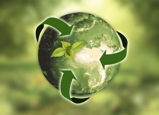 It’s Easy Being Green Earth with Recycling Symbol