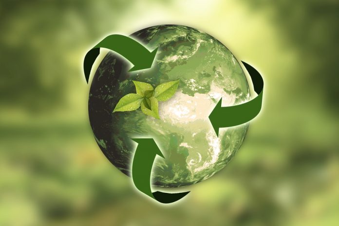 Earth with Recycling Symbol